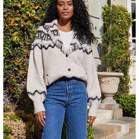 SAYLOR Sweaters - SAYLOR Vanisha Fringe‎ Wool Blend Cardigan Medium